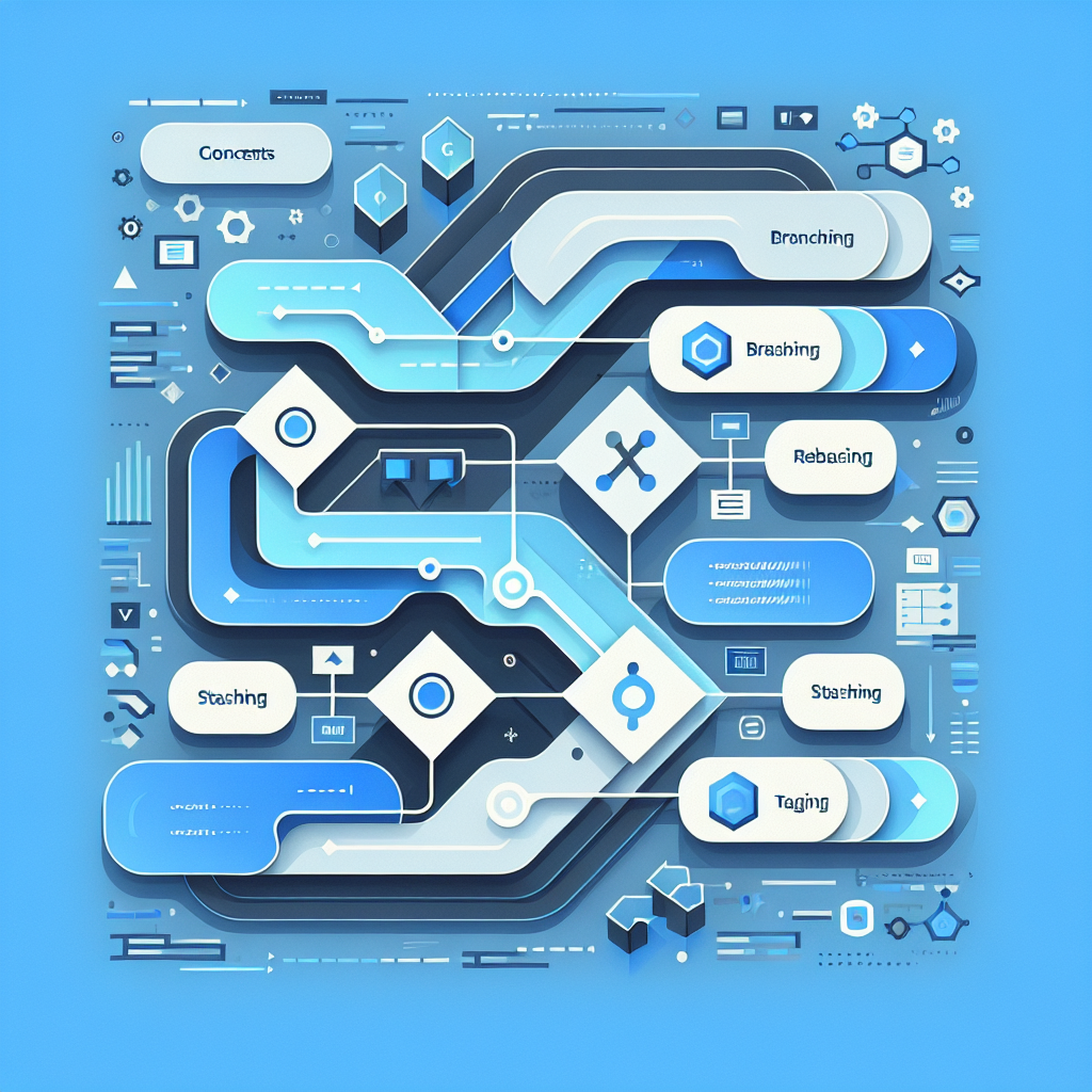 Ilustración técnica para: Optimiza tu flujo de trabajo con Git: Estrategias avanzadas para desarrolladores
