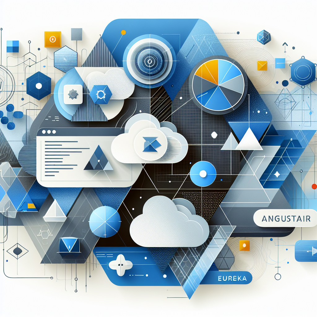 Ilustración técnica para: Optimiza tu Arquitectura Empresarial con Spring Microservicios y Angular: Comunicación Eficiente a través de Eureka y Gateway