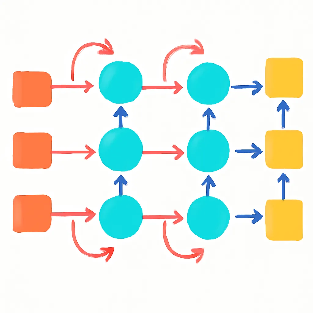 Ilustración técnica para: Introducción a las Redes Neuronales Recurrentes (RNN): Fundamentos y Aplicaciones para Principiantes